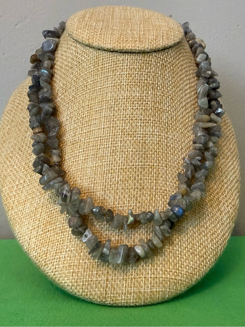 Labradorite Double-Strand Chip Necklace - Gray Blue